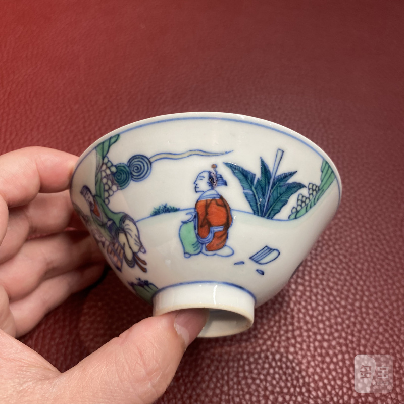 清 斗彩携琴访友图杯 - 图8